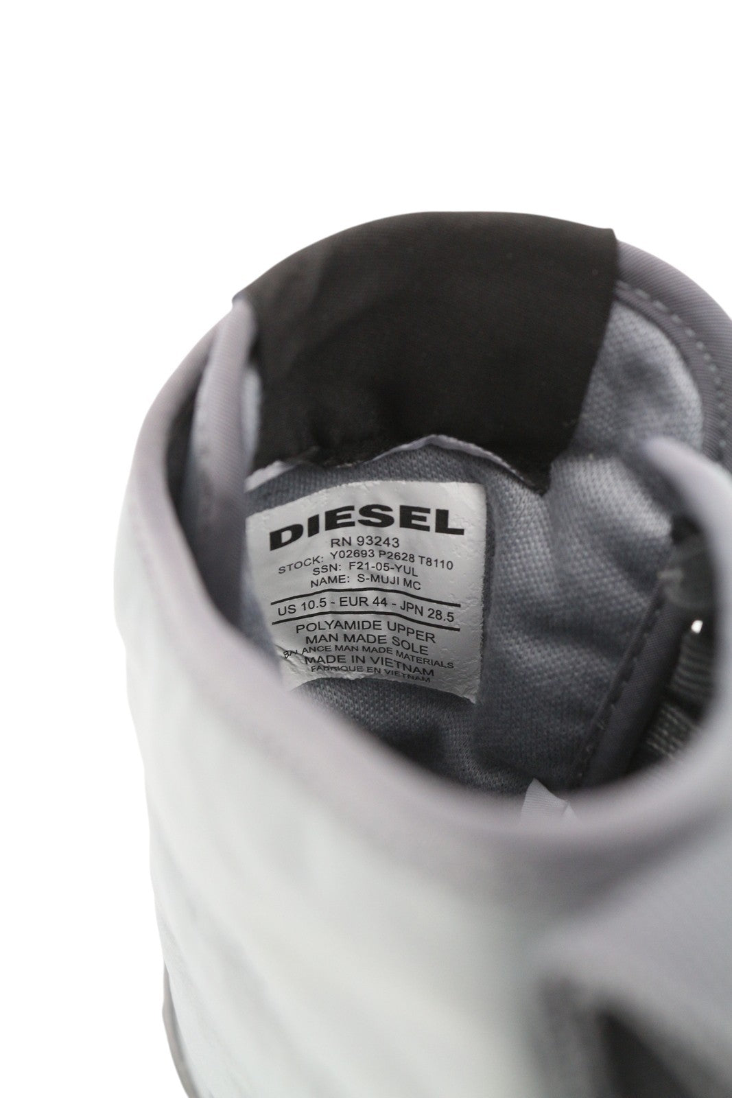 DIESEL S-Muji MC vyriški sportbačiai, pilki, aukštakulniai, suvarstomi, migdolų nosimi, logotipas, RRP 180 € 