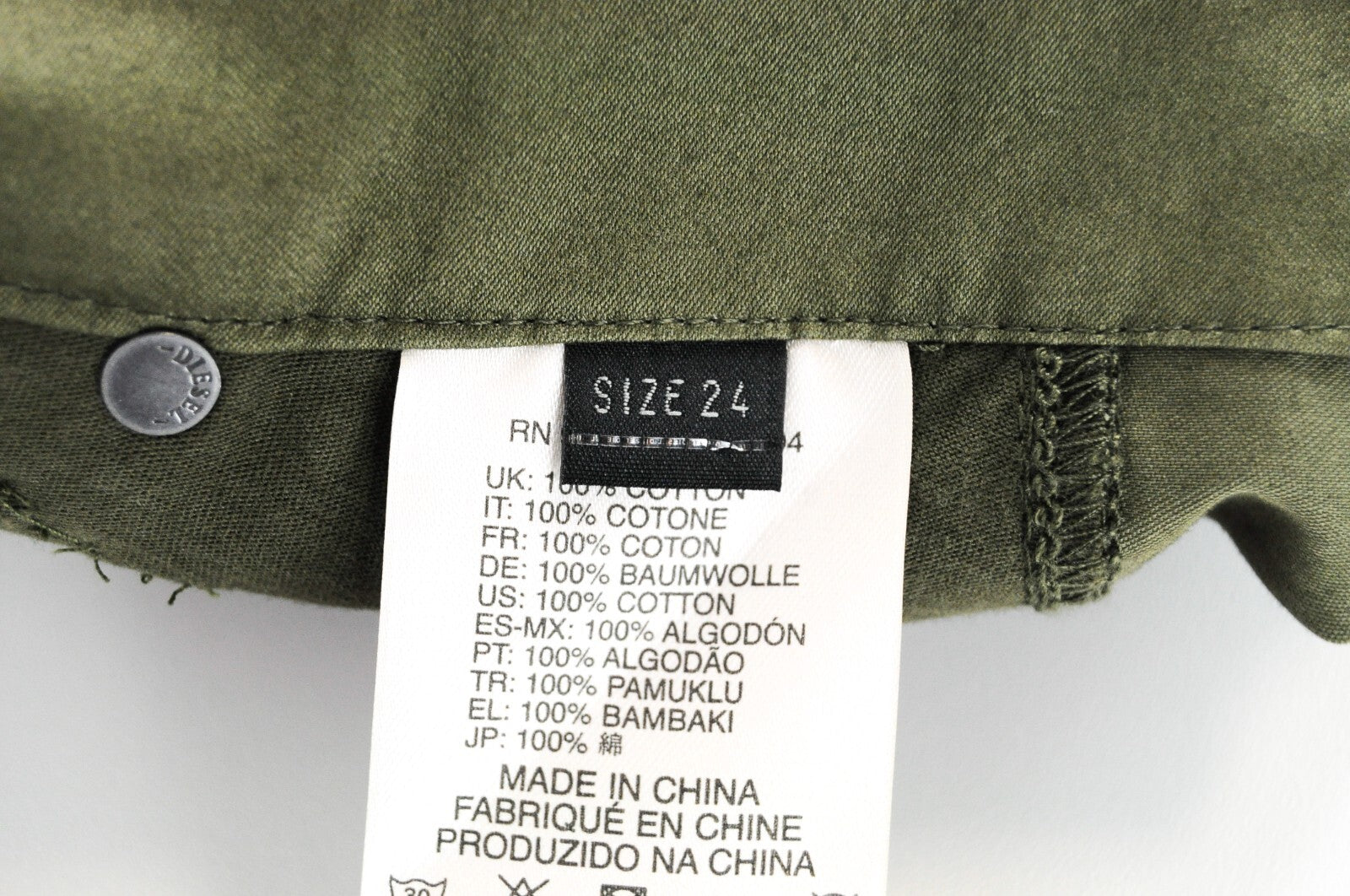 DIESEL Fayza-AA 0EALI Women's Olive Green Trousers 24 Boyfriend Fit Jogger Style