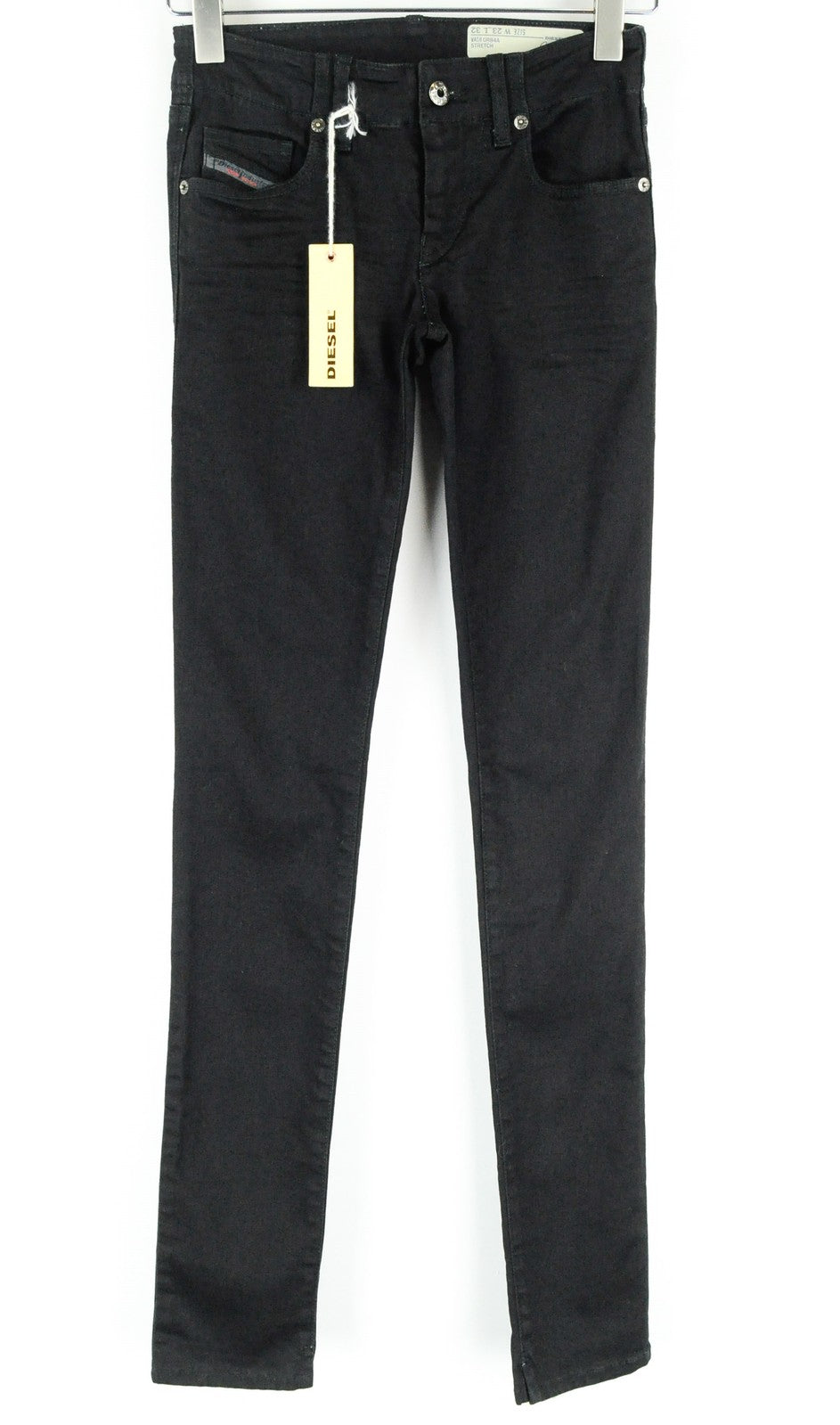 DIESEL Groupee 0R84A moteriški juodi džinsai W23/L32 žemo juosmens, itin ploni, aptempti