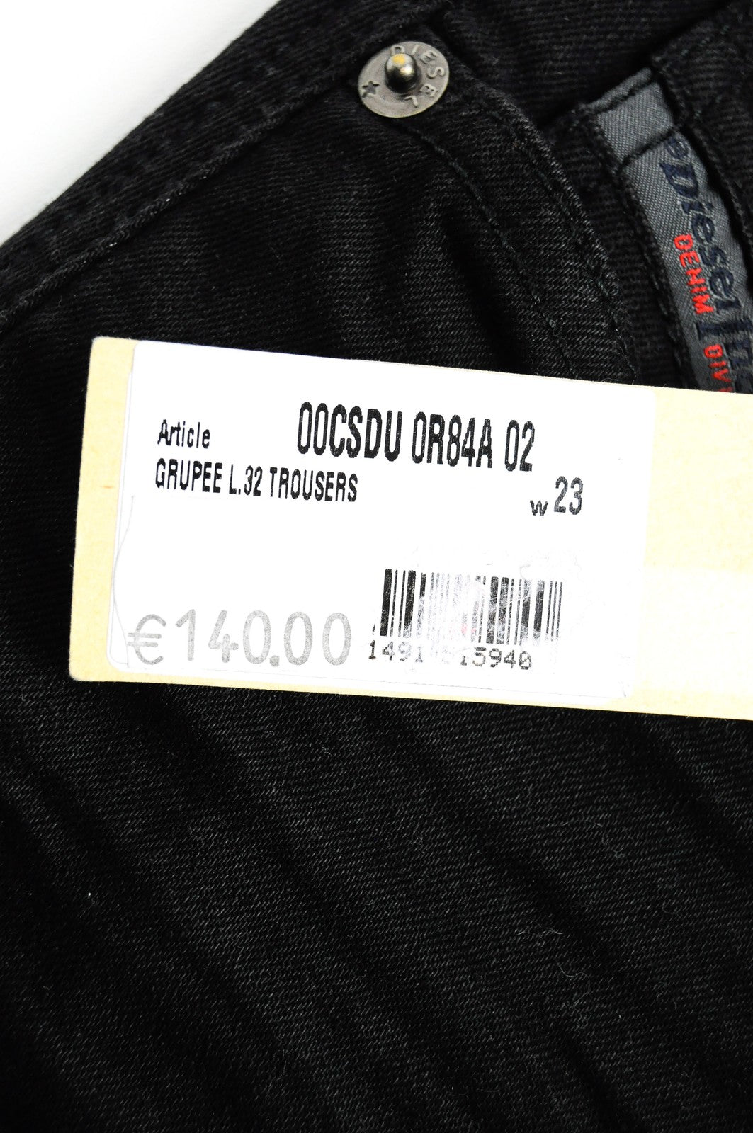 DIESEL Groupee 0R84A moteriški juodi džinsai W23/L32 žemo juosmens, itin ploni, aptempti