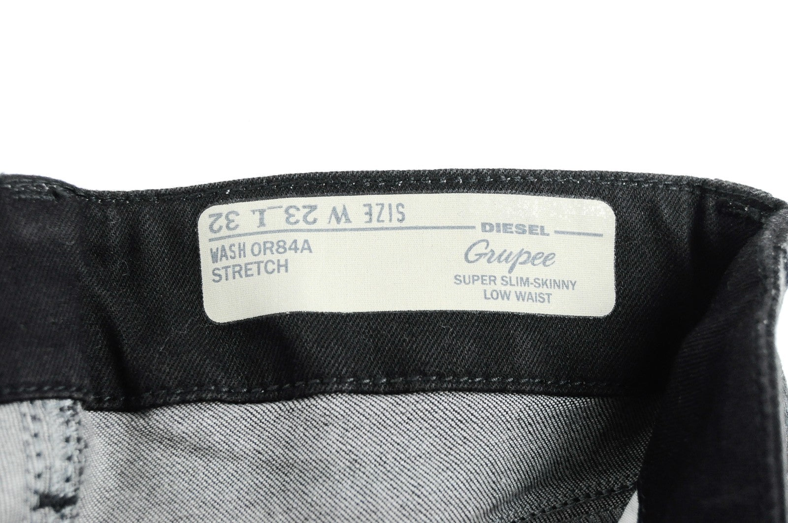 DIESEL Groupee 0R84A moteriški juodi džinsai W23/L32 žemo juosmens, itin ploni, aptempti