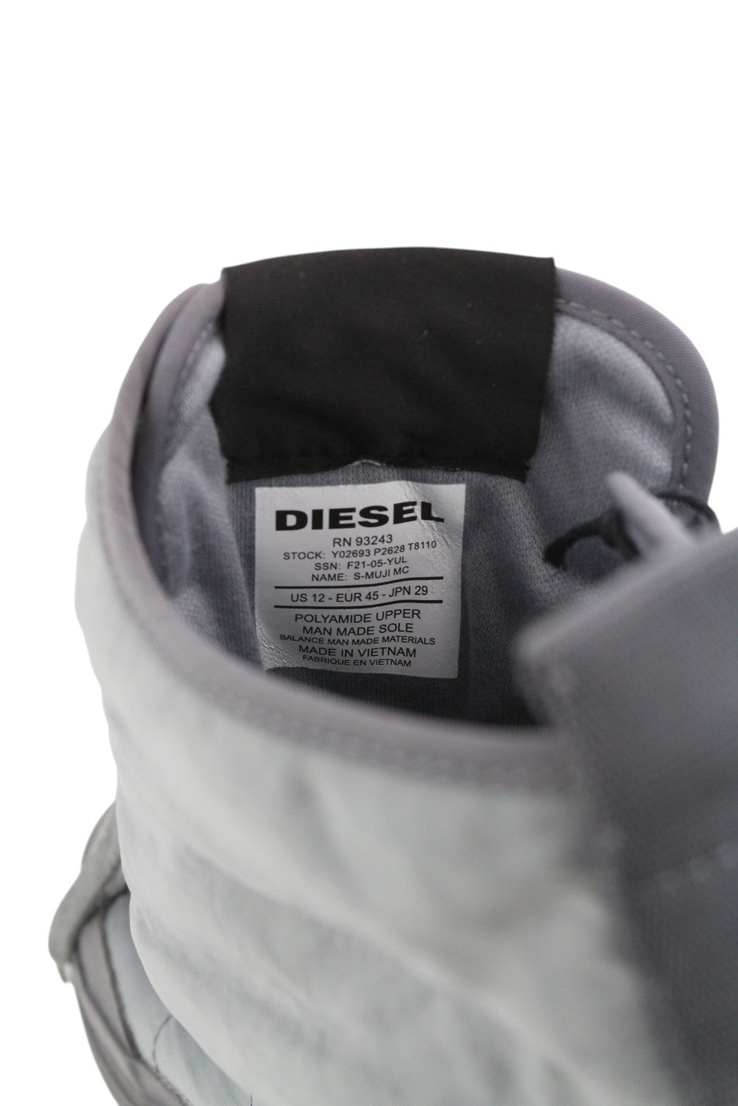 DIESEL S-Muji MC vyriški sportbačiai, pilki, aukštakulniai, suvarstomi, migdolų nosimi, logotipas, RRP 180 € 