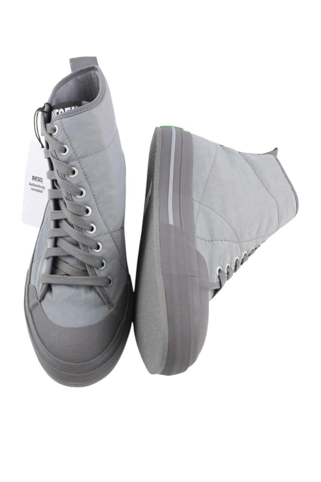 DIESEL S-Muji MC vyriški sportbačiai, pilki, aukštakulniai, suvarstomi, migdolų nosimi, logotipas, RRP 180 € 