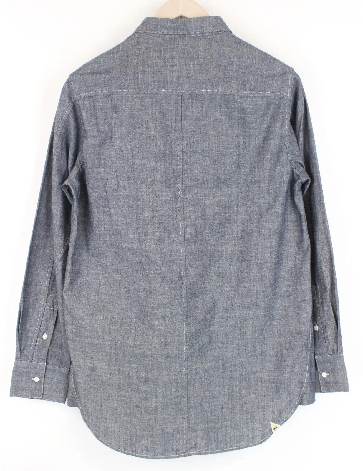 DENHAM Stories vyriški marškinėliai M mėlyni medvilniniai ilgomis rankovėmis su kišene ir sagomis apykakle