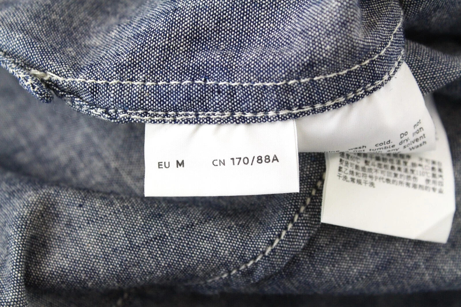 DENHAM Stories vyriški marškinėliai M mėlyni medvilniniai ilgomis rankovėmis su kišene ir sagomis apykakle