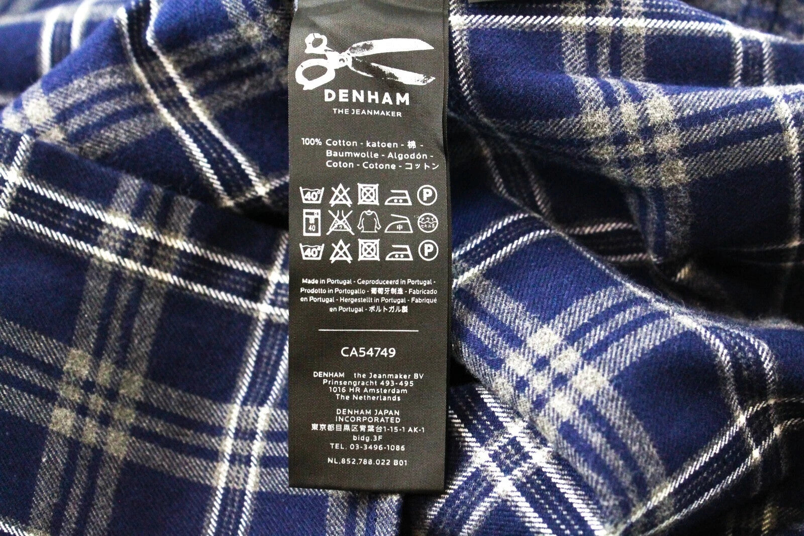 DENHAM vyriški marškiniai, mėlyni, flaneliniai, medvilniniai, languoti, ilgomis rankovėmis, S dydžio