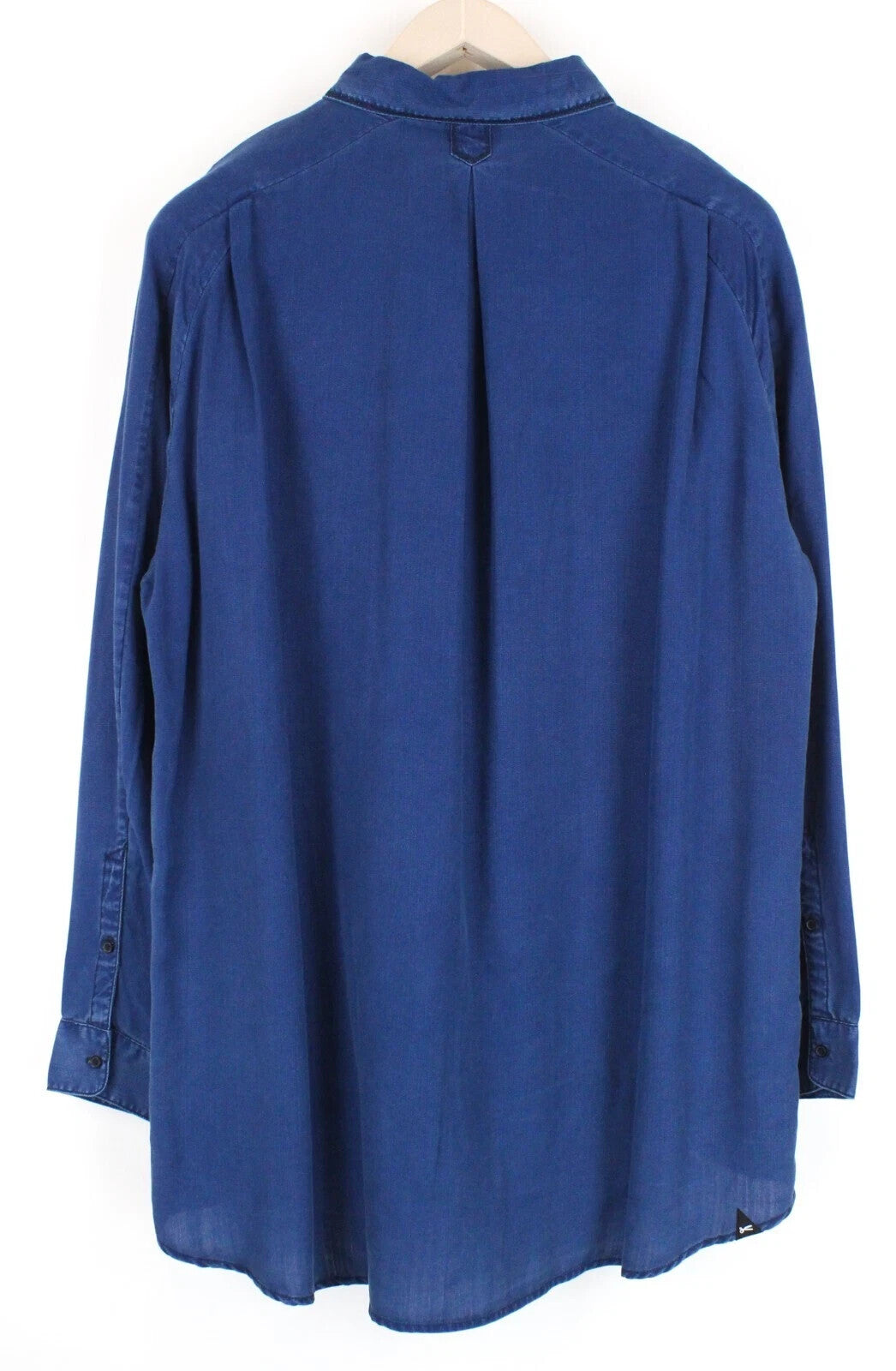 DENHAM Painters moteriški marškinėliai ilgomis rankovėmis, mėlyni, su sagomis apykakle, M dydžio 