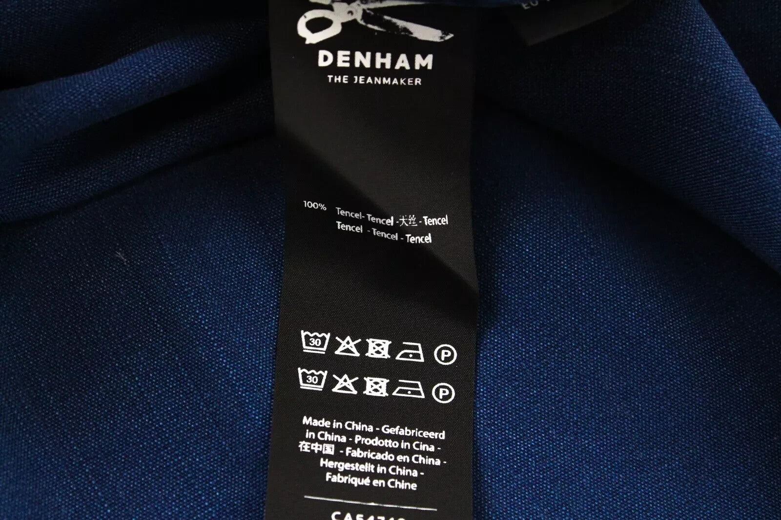 DENHAM Painters moteriški marškinėliai ilgomis rankovėmis, mėlyni, su sagomis apykakle, M dydžio 