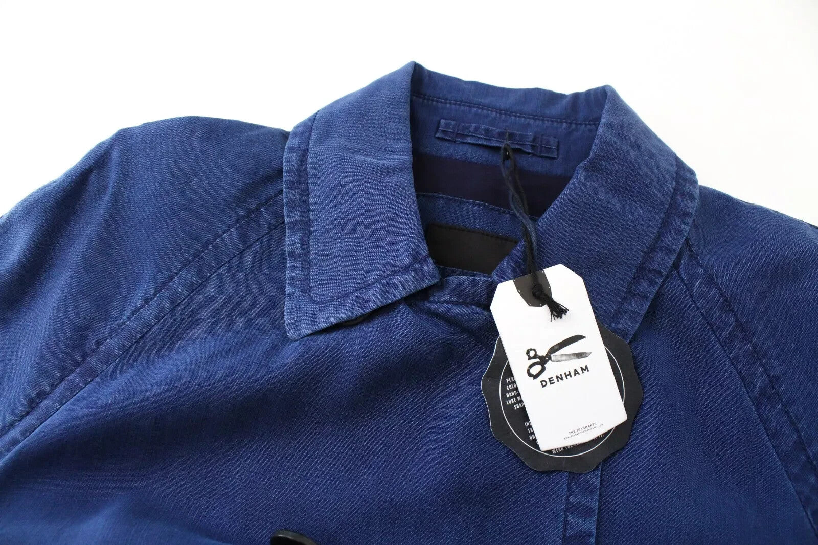 DENHAM moteriškas paltas XS, mėlynas, su diržu, lengvas, dvieilis, vasarinis 