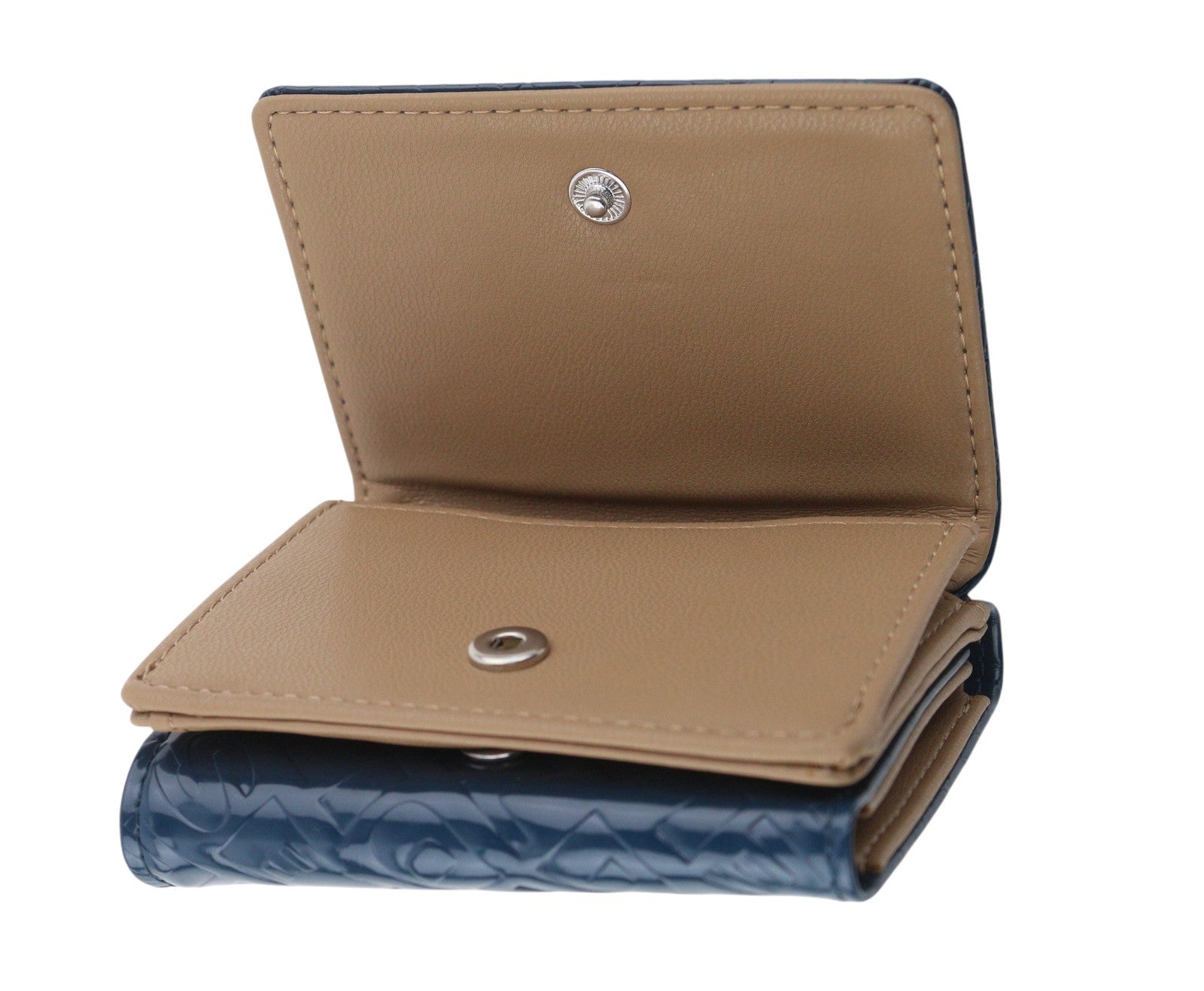 DIESEL Monogram Lorettina moteriška piniginė OS tamsiai mėlyna ruda dirbtinės odos raštas 