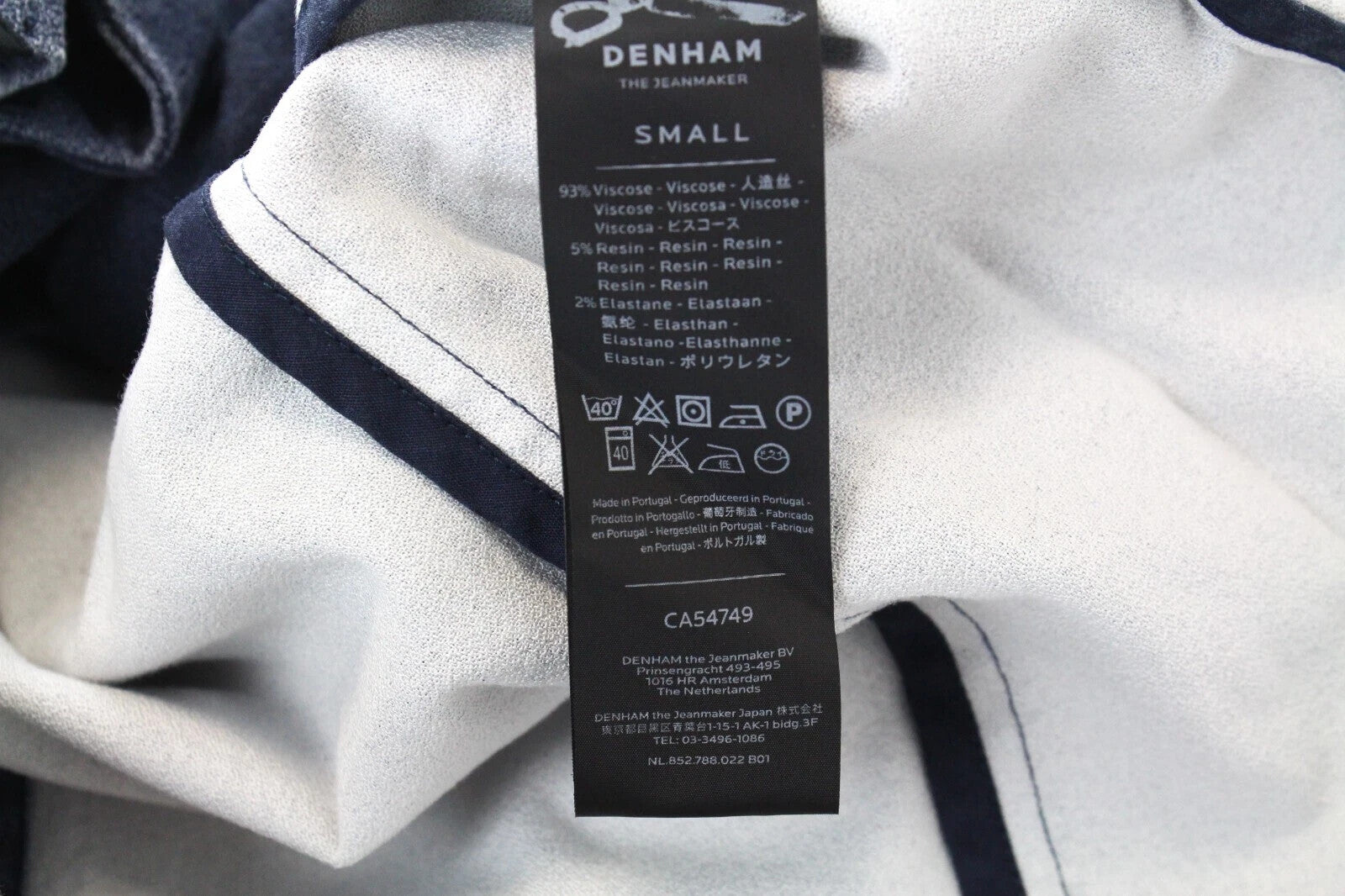 DENHAM Saint Indigo moteriškas švarkas S, mėlynas, tamprus, surišamais atvartais, ilgomis rankovėmis 