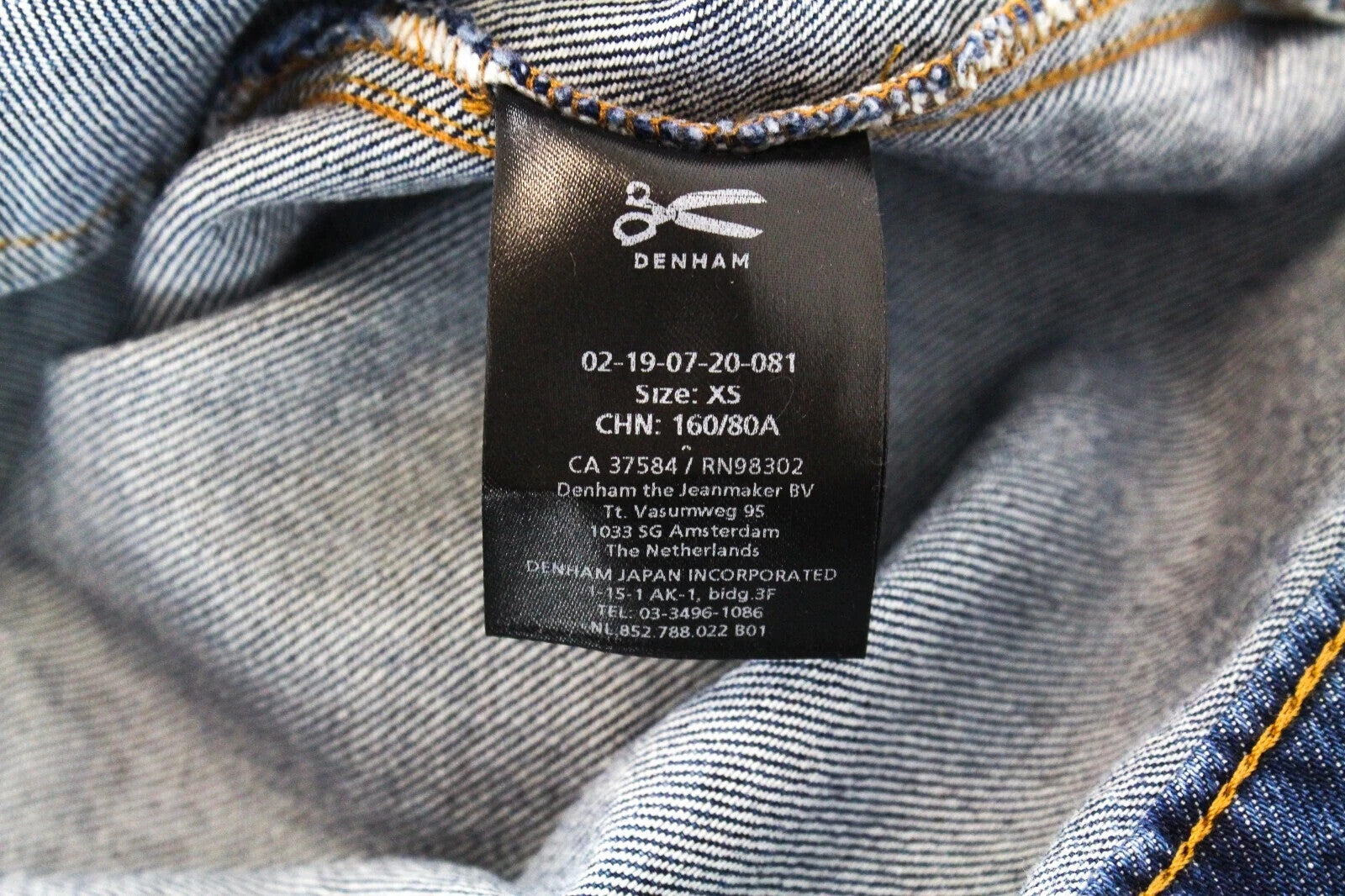 DENHAM Century Trucker moteriška striukė XS mėlyna medvilninė džinsinė striukė su siuvinėtu logotipu 