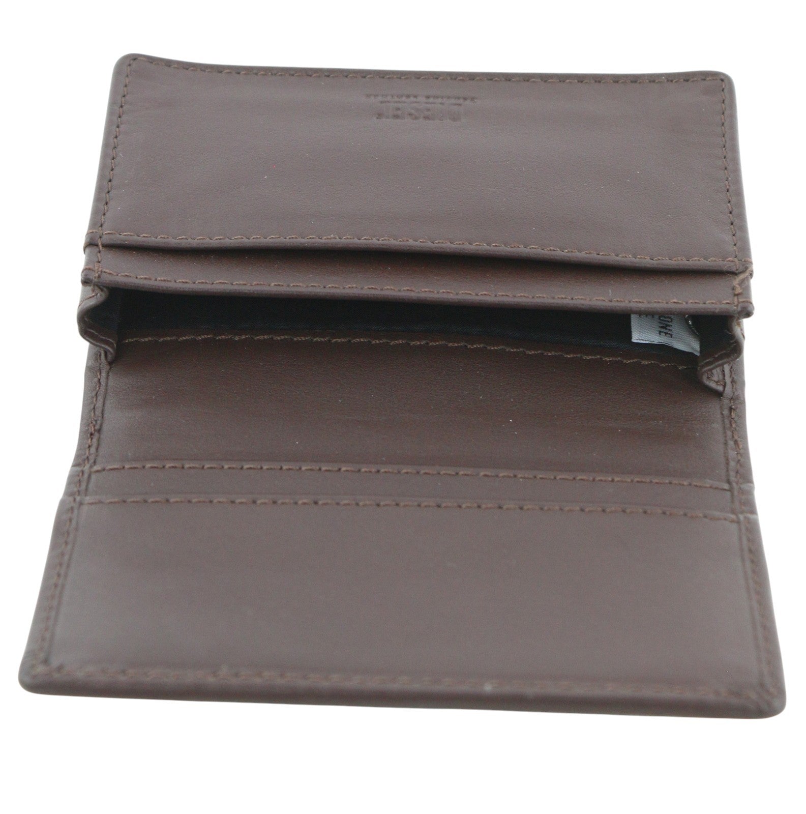 DIESEL Dukez vyriška piniginė OS tamsiai ruda natūralios odos sidabro spalvos detalė su logotipu 