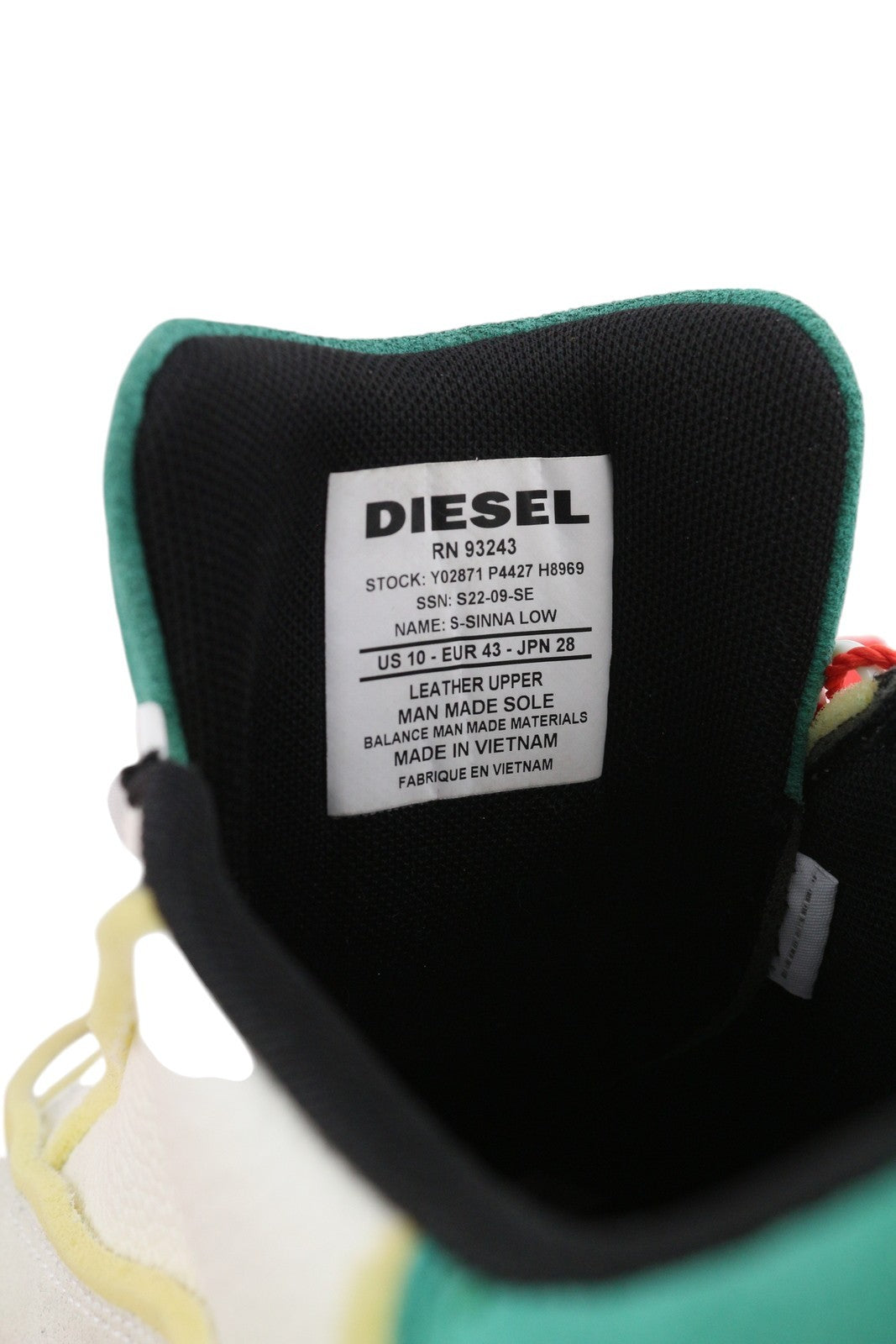 DIESEL S-Sinna žemakulniai vyriški sportbačiai, 43 dydis, balti, odiniai, su raišteliais, žemakulniai su logotipu, RRP 160 € 