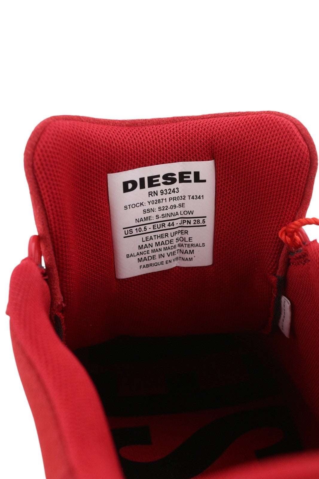 DIESEL S-Sinna žemakulniai vyriški sportbačiai, raudoni, odiniai, žemakulniai, suvarstomi logotipu, RRP 150 € 