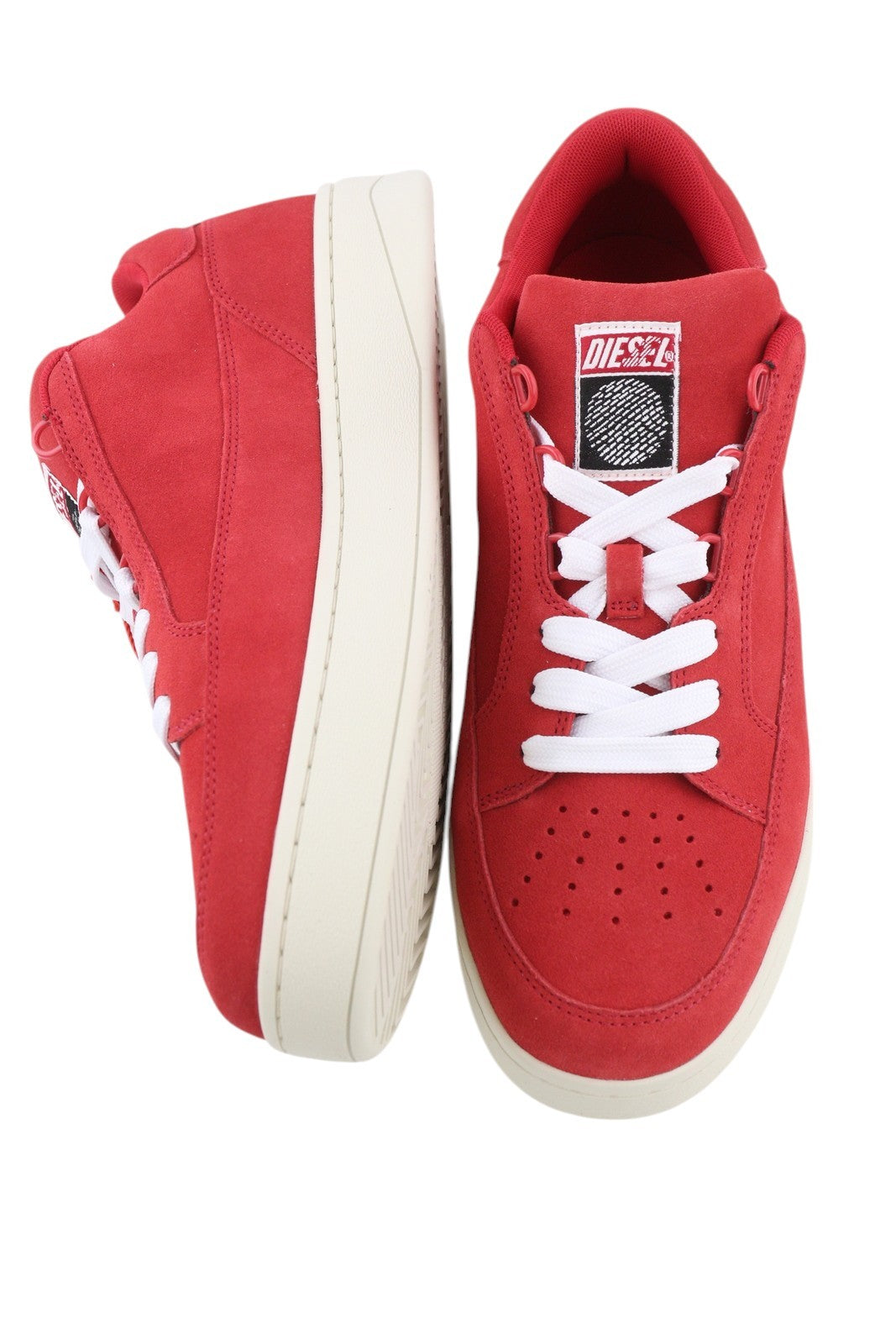 DIESEL S-Sinna žemakulniai vyriški sportbačiai, raudoni, odiniai, žemakulniai, suvarstomi logotipu, RRP 150 € 