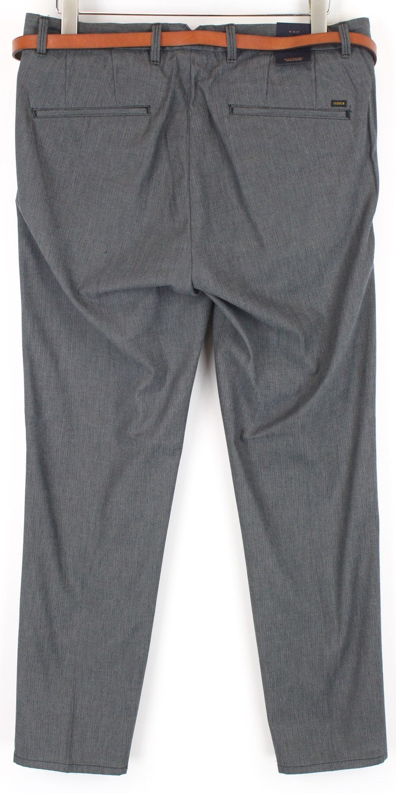 SCOTCH & SODA Stuart Men's Trousers W33/L32 Slim Pleated Grey Cotton Belted