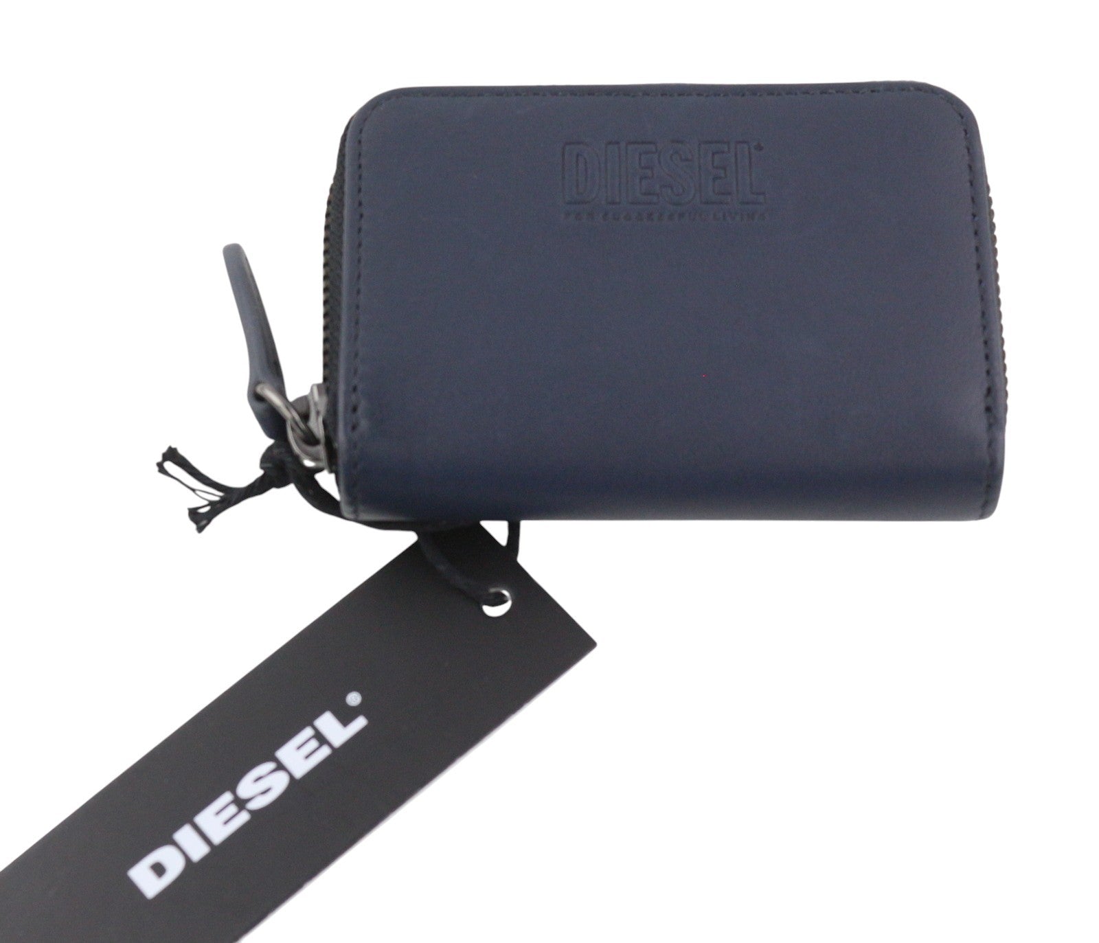 DIESEL Leathergo Japaround moteriška piniginė su tamsiai mėlyna užtrauktuku, rekomenduojama kaina – 140 € 