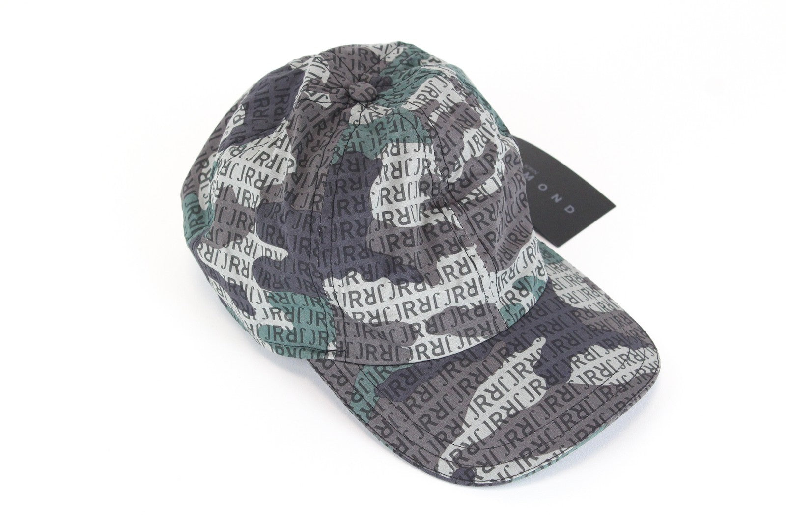 JOHN RICHMOND Men's Cap M Green Brown Cotton Logo Baseball Pattern Casual Hat