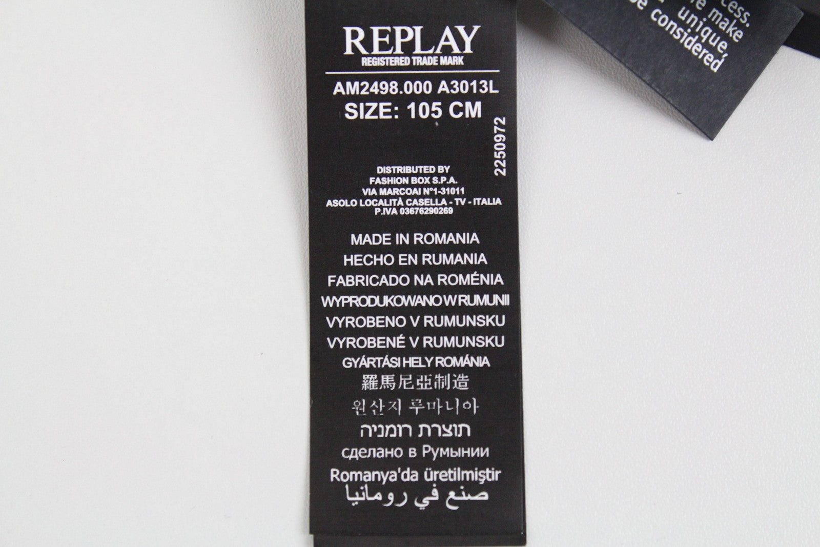 REPLAY vyriškas diržas 100 cm rudas karvės odos sagtis su raštuota metaline užsegimu 