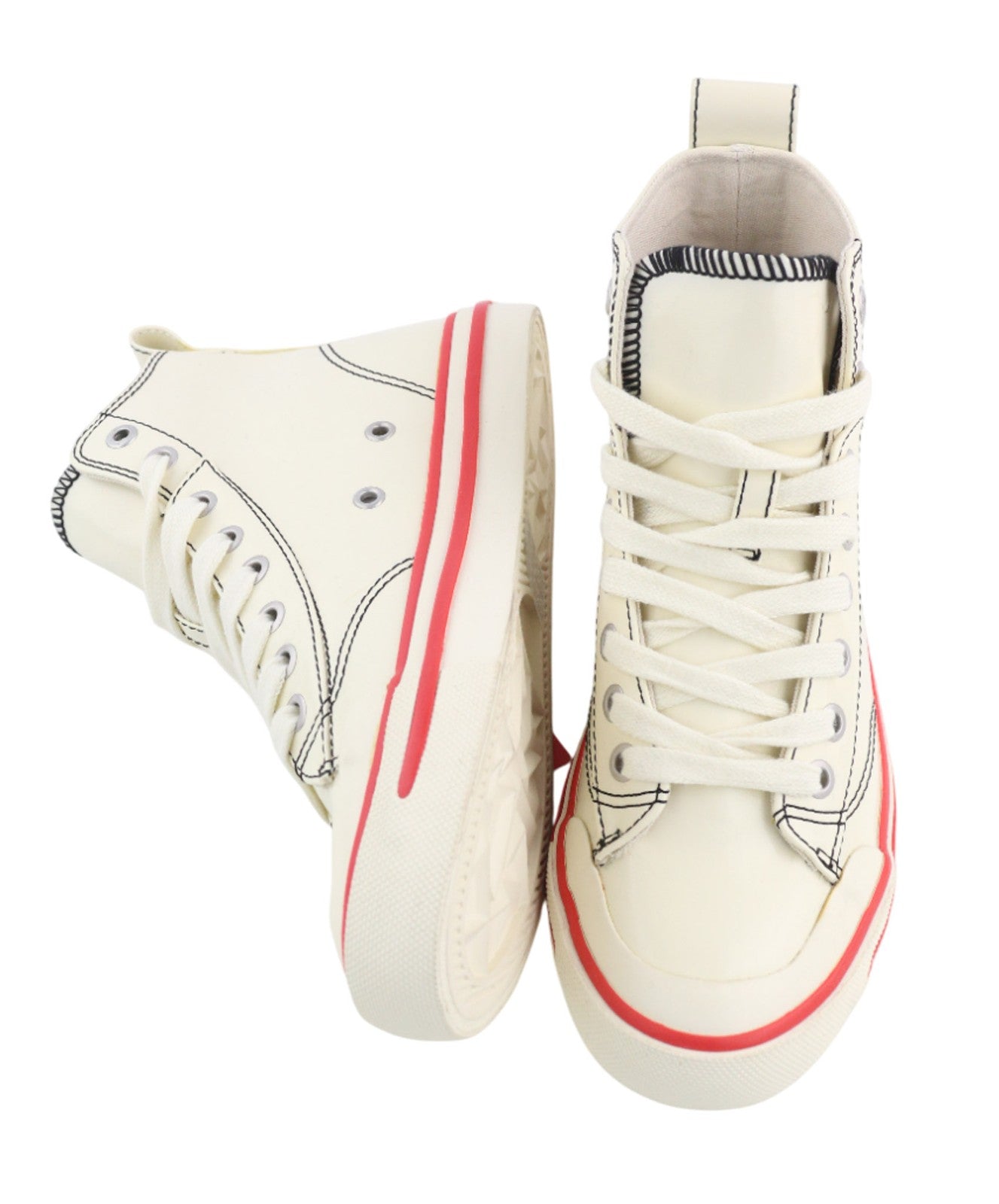 DIESEL A-Athos Mid moteriški sportbačiai EU36 UK4 balti migdolų formos nosys, aukštakulniai, rekomenduojama kaina – 175 € 