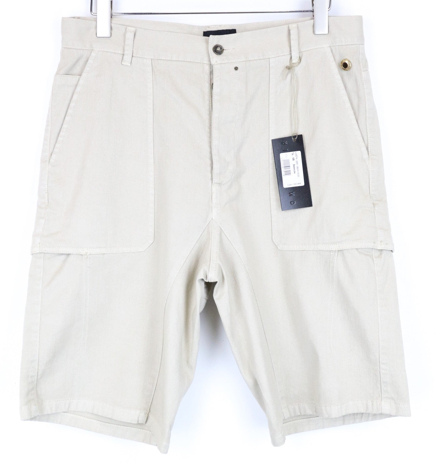 RICHMOND X Men's Shorts 48 Beige Cotton Blend Button Fly Bermuda Casual Fit