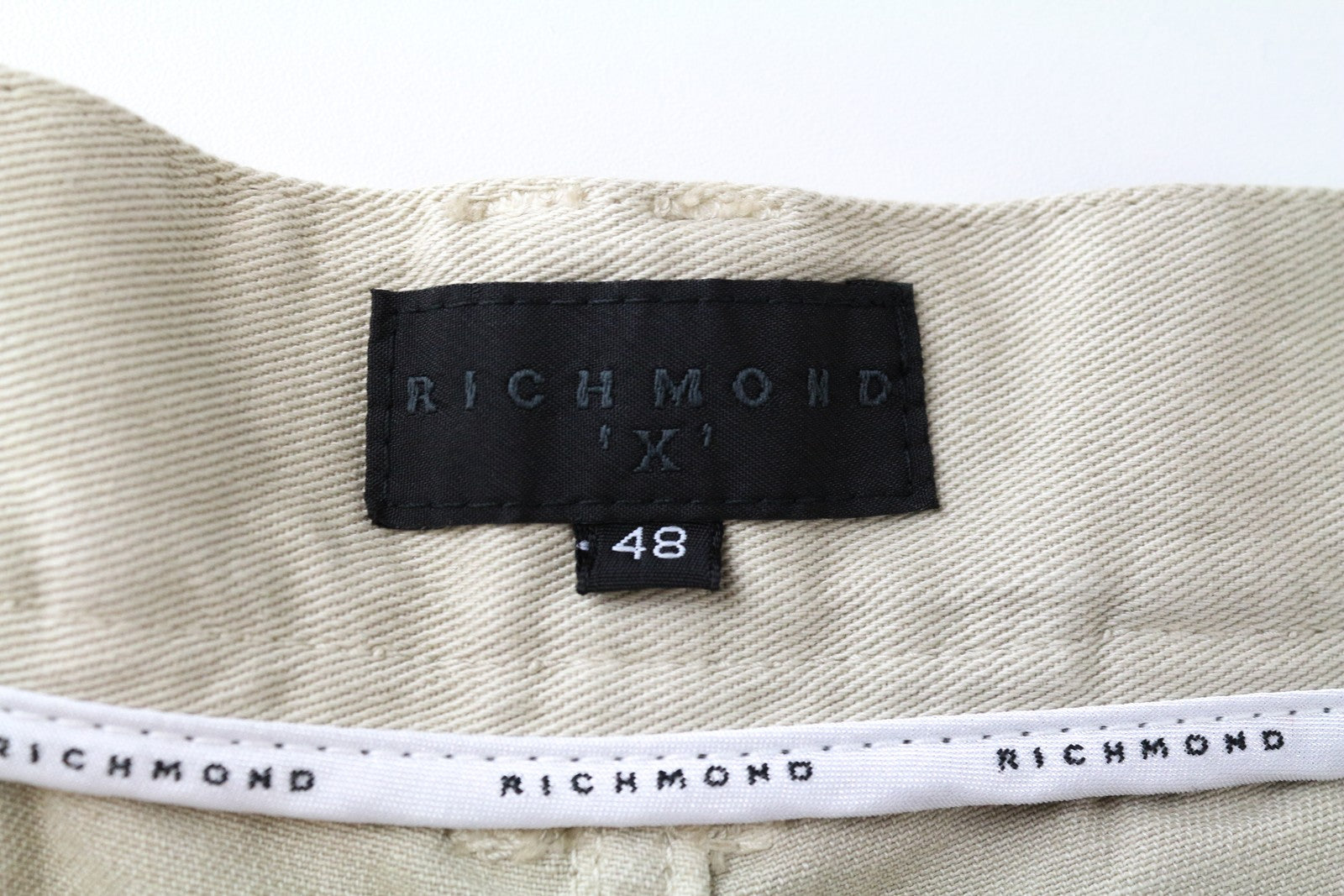 RICHMOND X Men's Shorts 48 Beige Cotton Blend Button Fly Bermuda Casual Fit