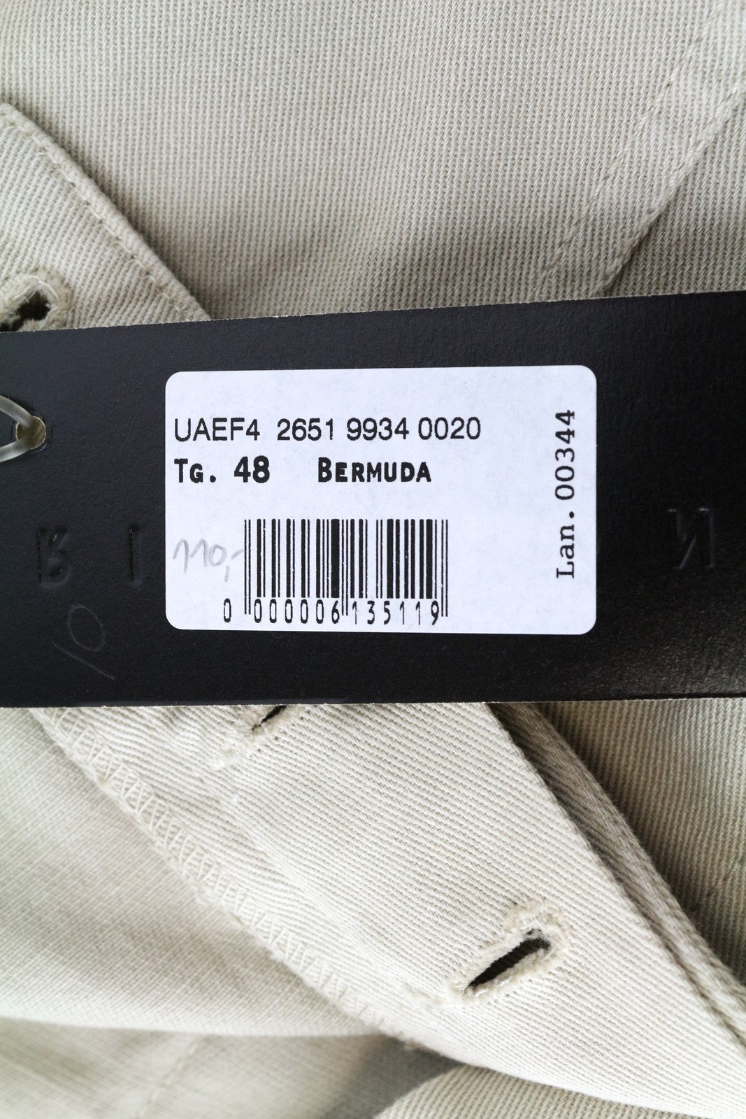 RICHMOND X Men's Shorts 48 Beige Cotton Blend Button Fly Bermuda Casual Fit