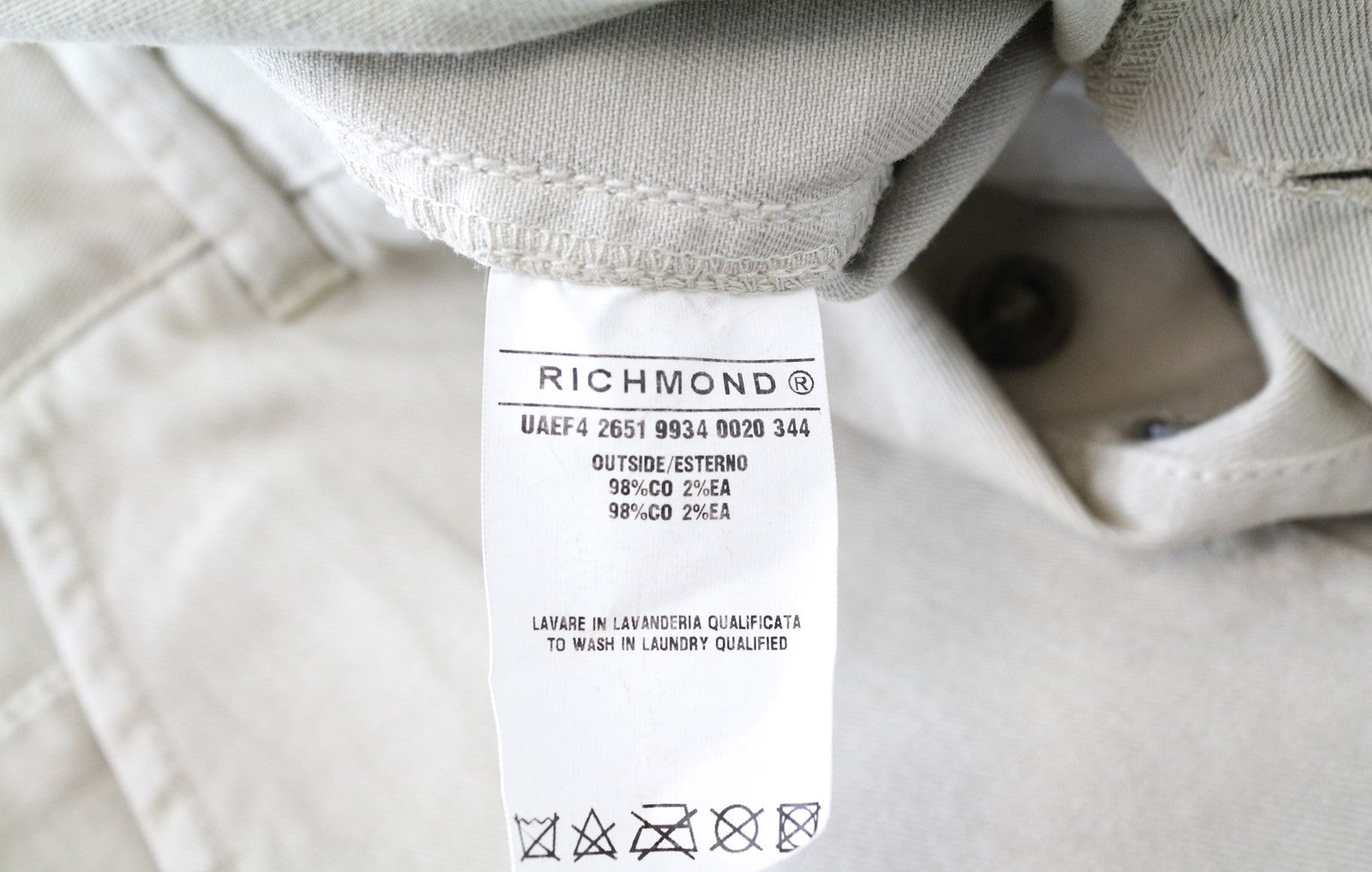 RICHMOND X Men's Shorts 48 Beige Cotton Blend Button Fly Bermuda Casual Fit