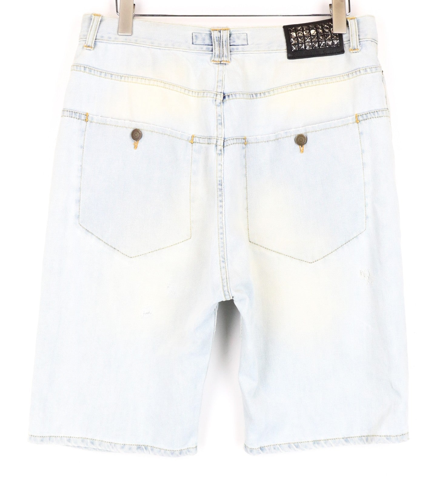 RICHMOND Men's Shorts 32 Light Blue Washed Distressed Denim Aged Look Bermuda