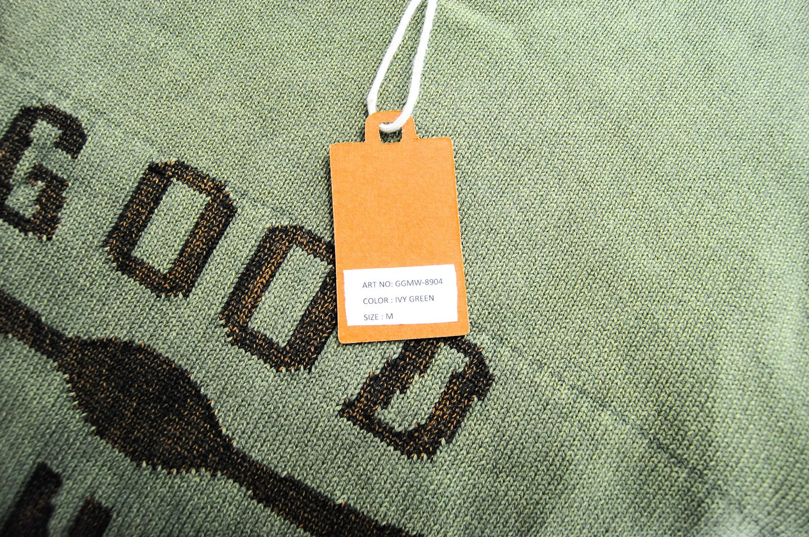 GOOD GENES Žalias megztinis M Vyriškas ilgomis rankovėmis Megztinis su Medvilniniu Logotipu 