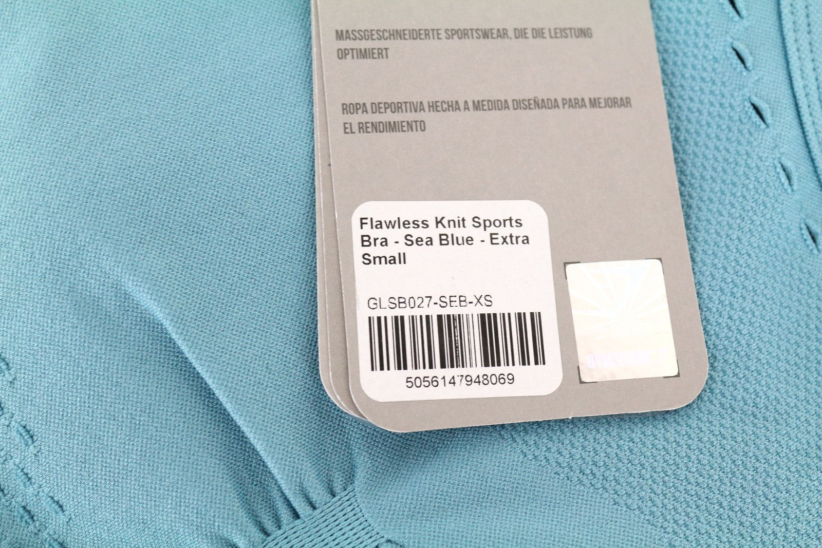 GYMSHARK Flawless Knit Women's Sport Bra XS Sea Blue Stretch Petite Fit Workout