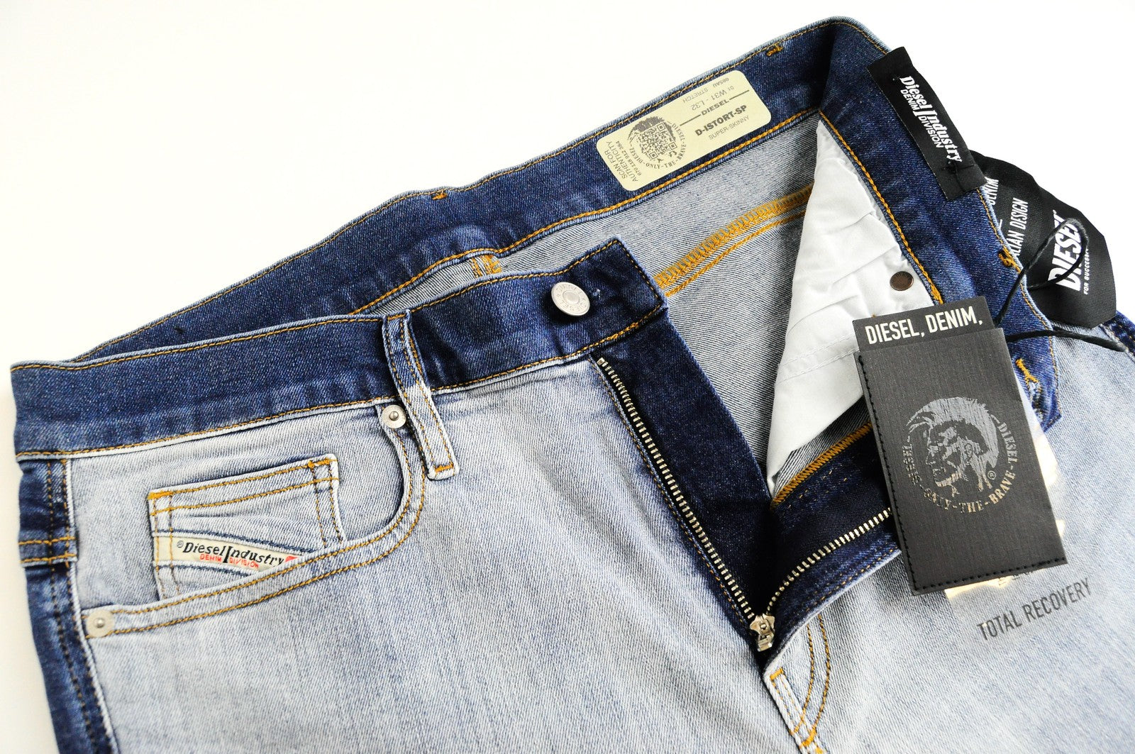 DIESEL D-Istort-SP 085AU vyriški džinsai W31/L32 itin aptempti mėlyni tamprūs medvilniniai džinsai 