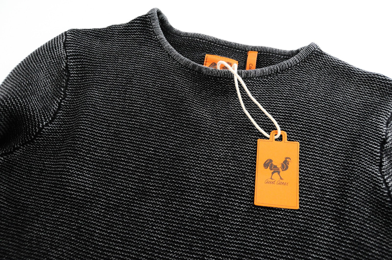 GOOD GENES megztinis ilgomis rankovėmis, juodas, M dydžio, megztinis su medvilniniu palaidinuku 