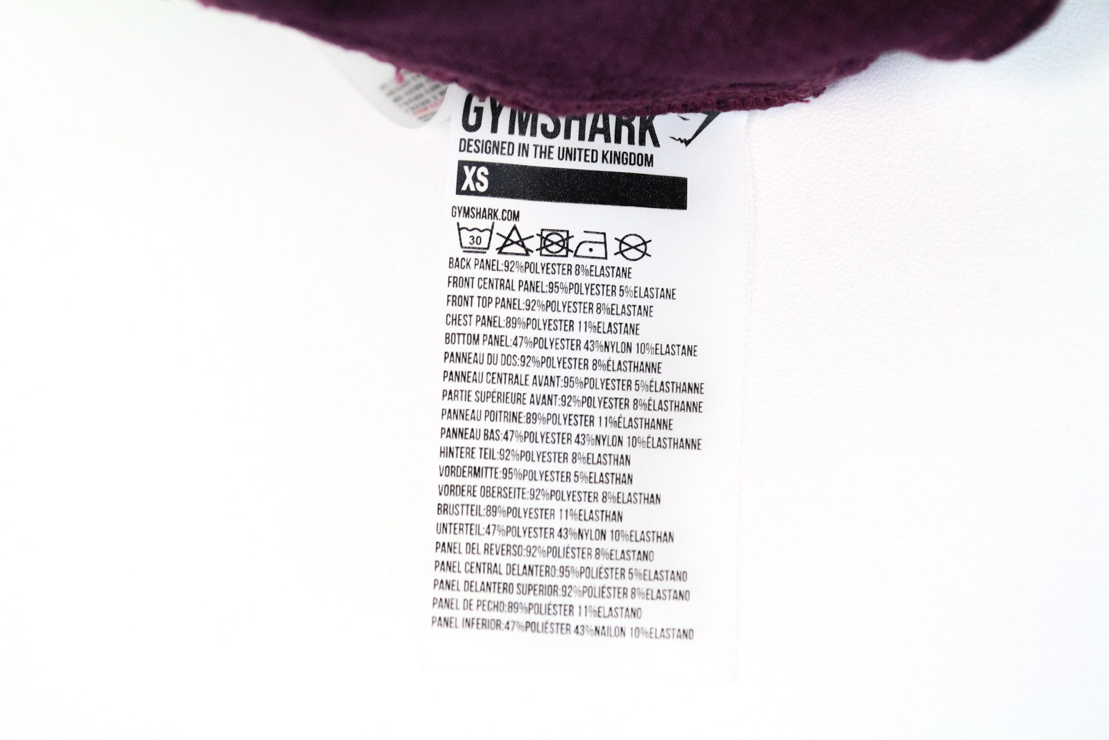 GYMSHARK „True Texture“ moteriška sportinė liemenėlė XS dydžio rubino spalvos su kryželiu sportinei tampriai palaidinei 