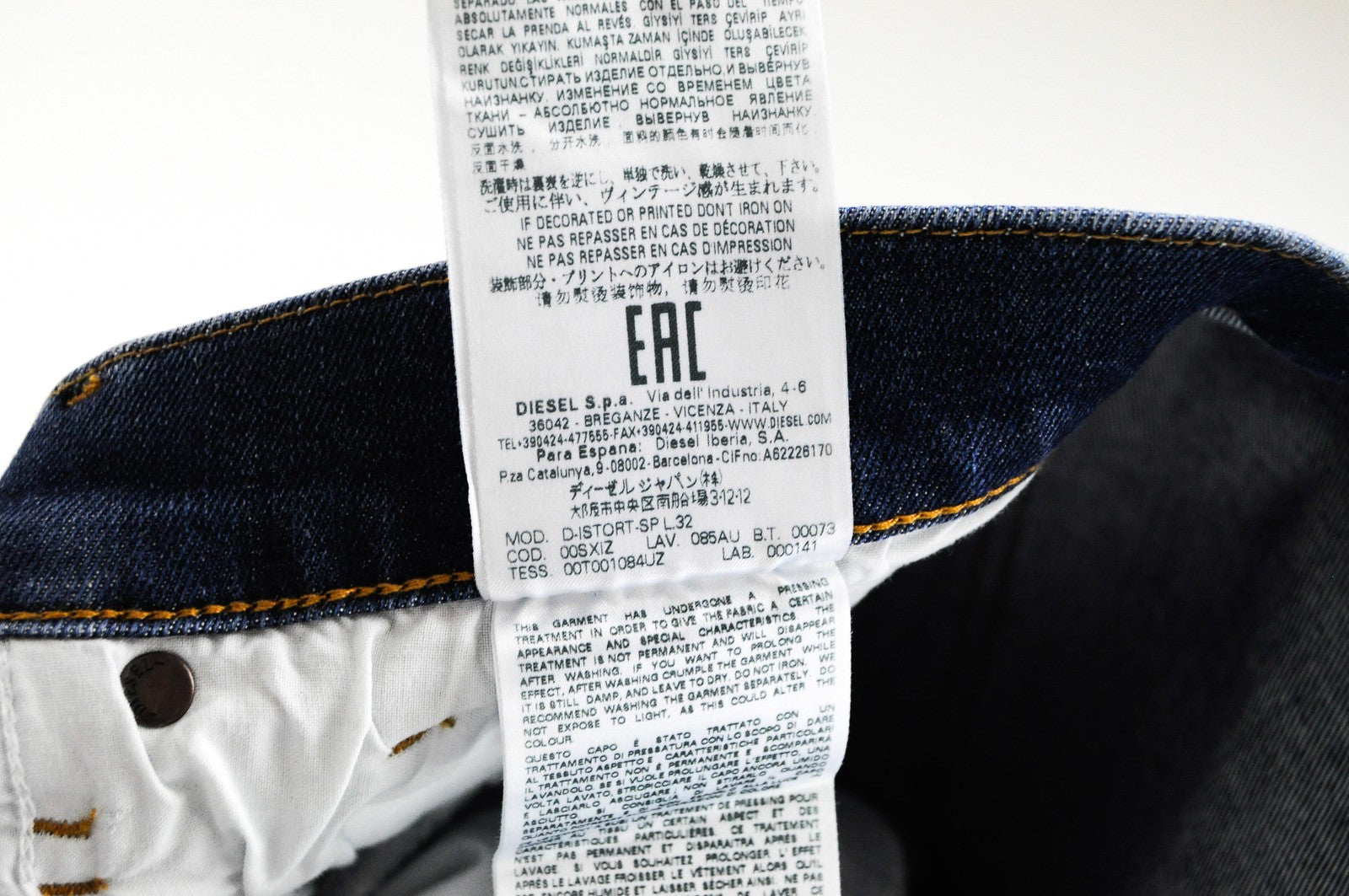 DIESEL D-Istort-SP 085AU vyriški džinsai W31/L32 itin aptempti, mėlyni, medvilniniai 