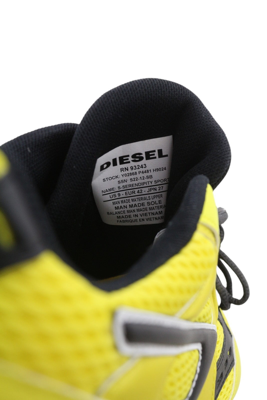 DIESEL S-Serendipity Sport vyriški sportbačiai, EU42, geltoni, raišteliais su migdolų formos nosele, RRP 150 € 