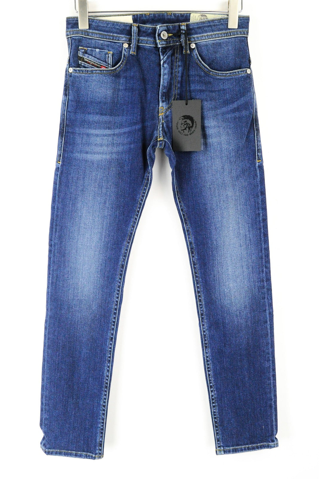 DIESEL Thommer 0870F vyriški džinsai W28/L32 Slim Fit Skinny mėlyni medvilniniai skalbti džinsai 