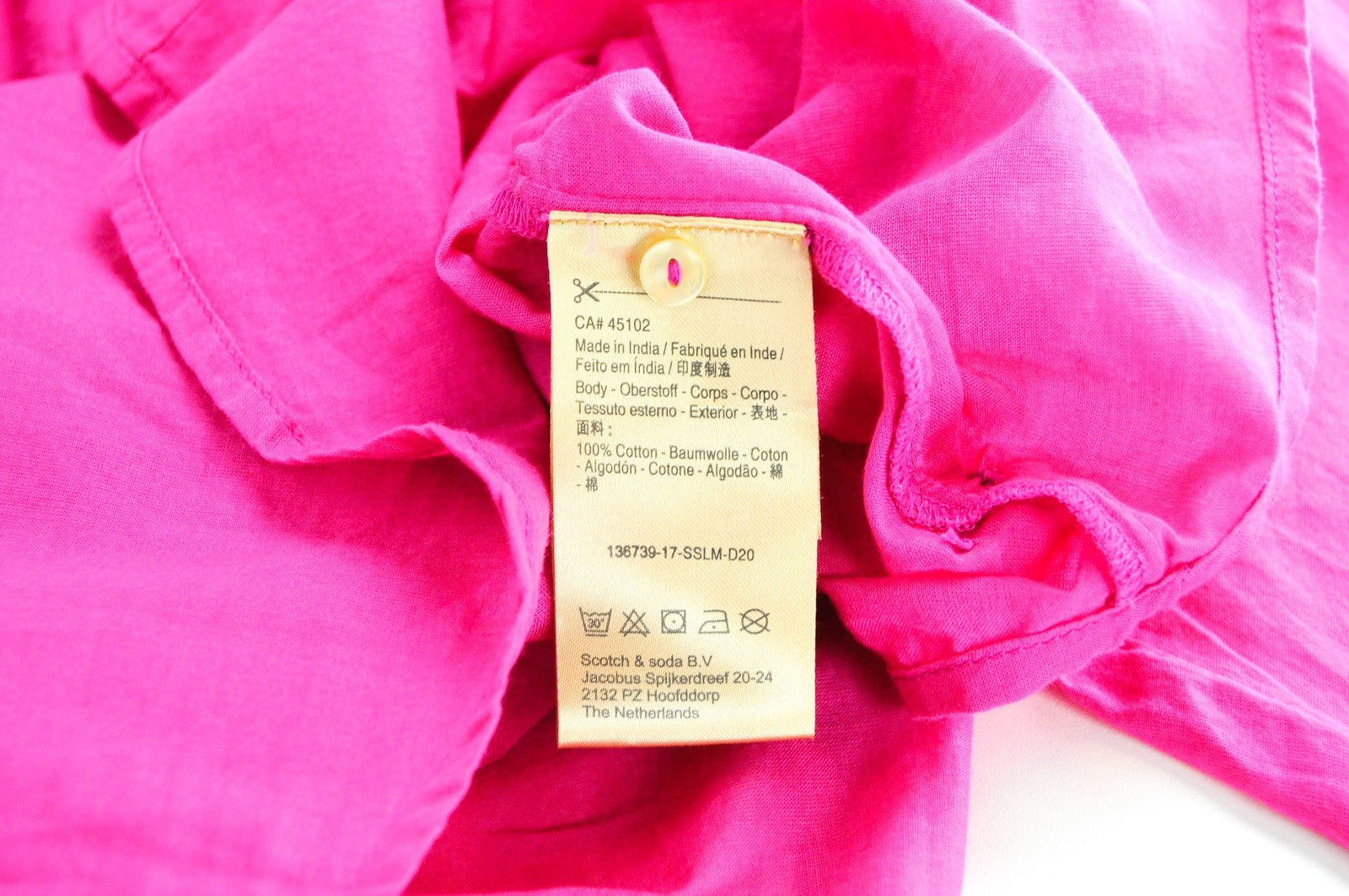 MAISON SCOTCH Shirt L Pink Pure Cotton Long Sleeve Collared Women's Button Top