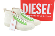 DIESEL S-Athos Mid vyriški sportbačiai, EU42.5, balti, suvarstomi, migdolų nosimi, logotipas, RRP 175 € 