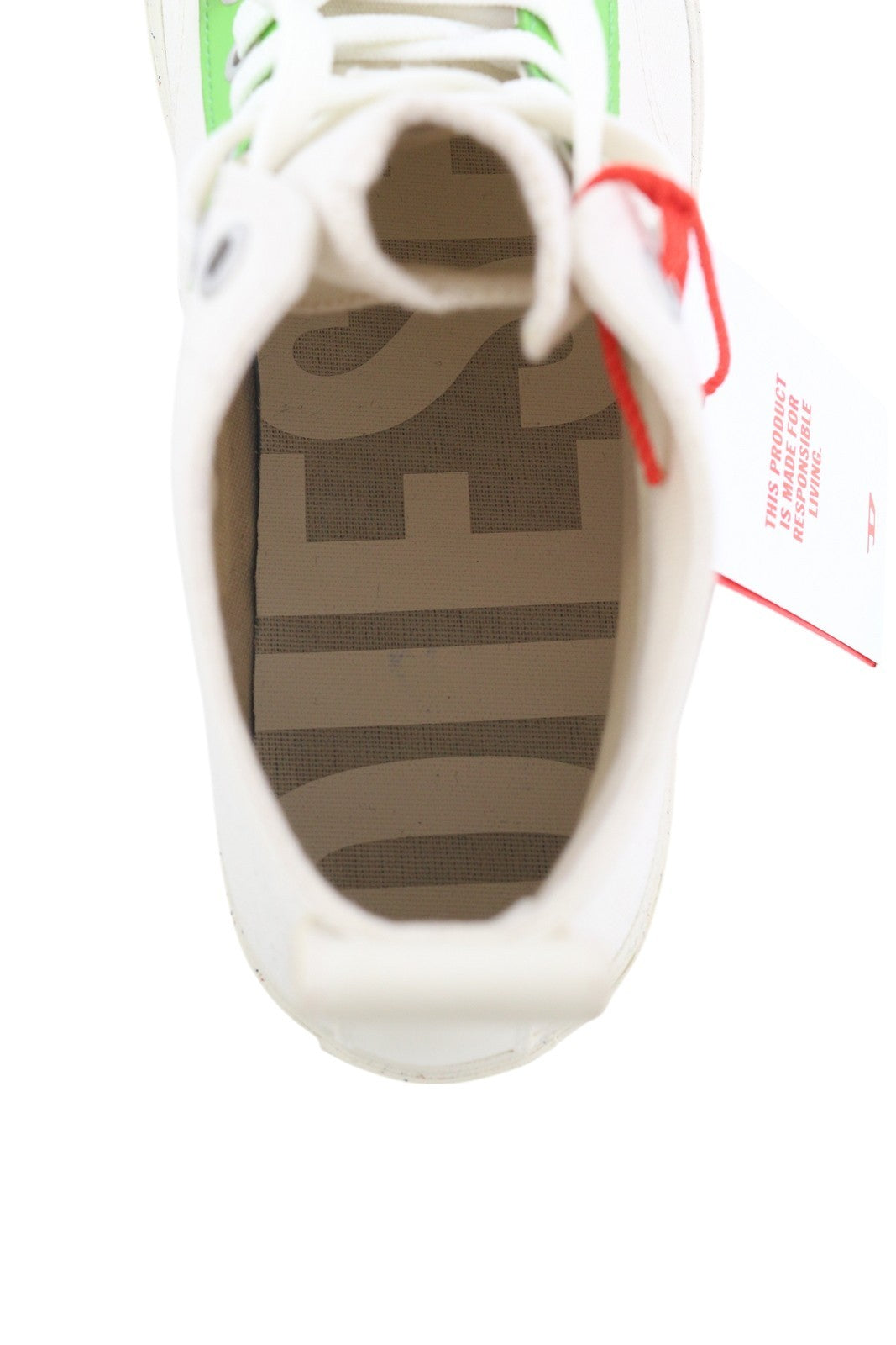 DIESEL S-Athos Mid vyriški sportbačiai, EU42.5, balti, suvarstomi, migdolų nosimi, logotipas, RRP 175 € 