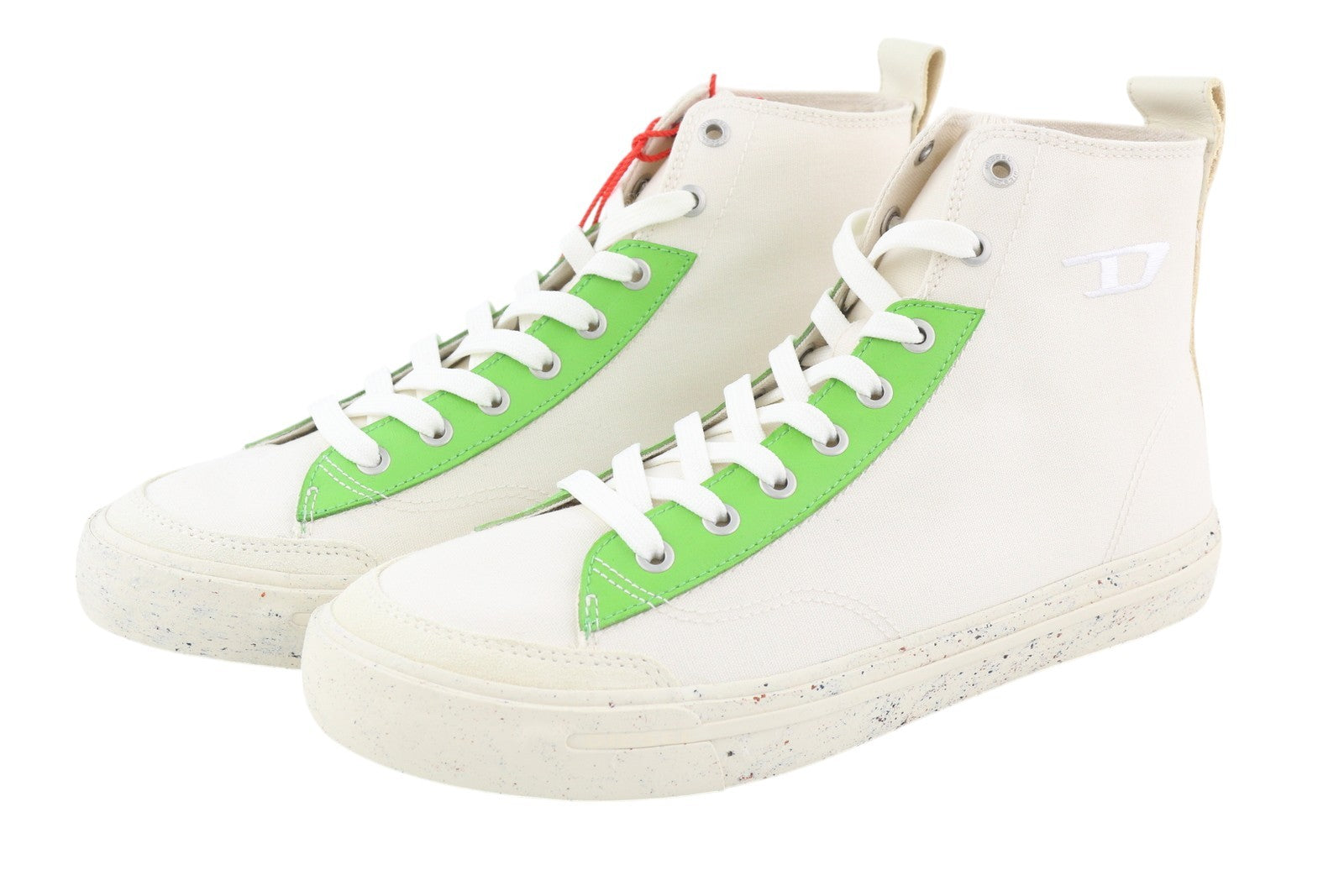 DIESEL S-Athos Mid vyriški sportbačiai, EU42.5, balti, suvarstomi, migdolų nosimi, logotipas, RRP 175 € 