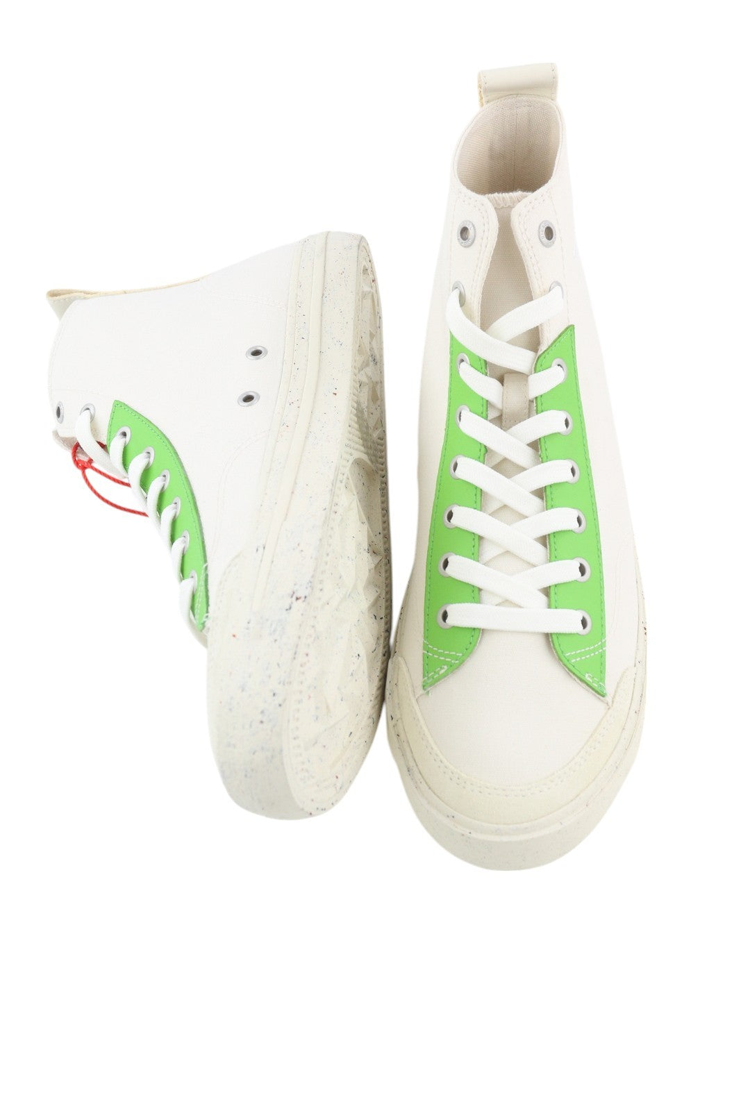 DIESEL S-Athos Mid vyriški sportbačiai, EU42.5, balti, suvarstomi, migdolų nosimi, logotipas, RRP 175 € 