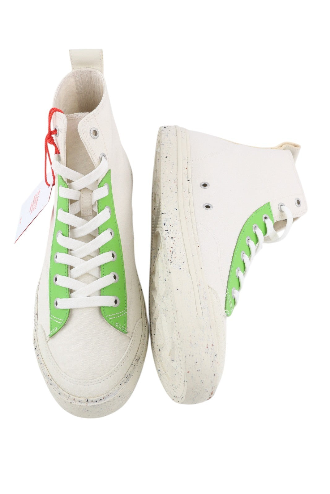 DIESEL S-Athos Mid vyriški sportbačiai, EU44, balti, suvarstomi, migdolų nosimi, logotipas, RRP 175 € 