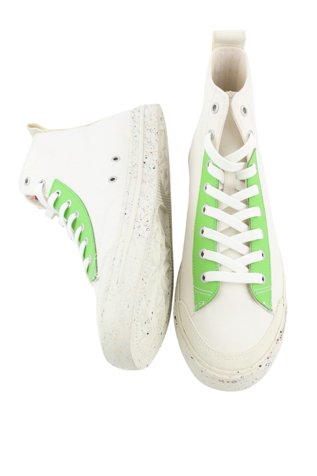 DIESEL S-Athos Mid vyriški sportbačiai, EU44, balti, suvarstomi, migdolų nosimi, logotipas, RRP 175 € 