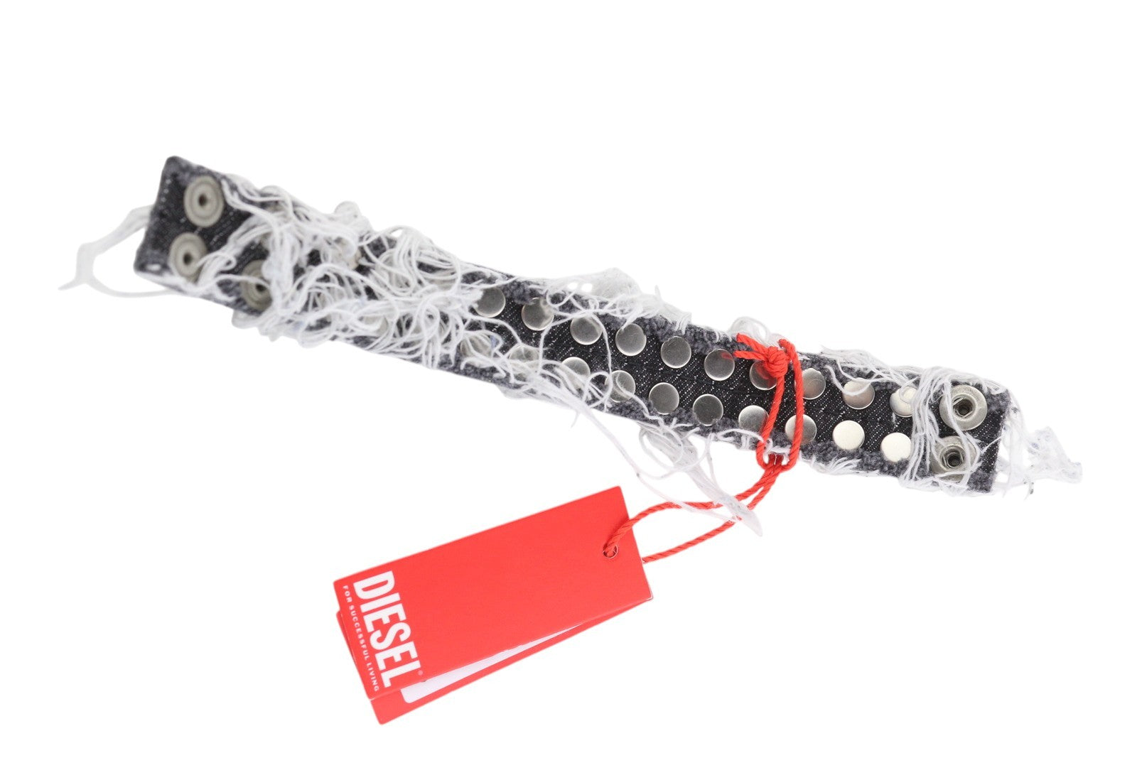 DIESEL A-Vets C moteriška apyrankė OS juoda džinsinio audinio siūlai sidabro atspalvis RRP 90 €