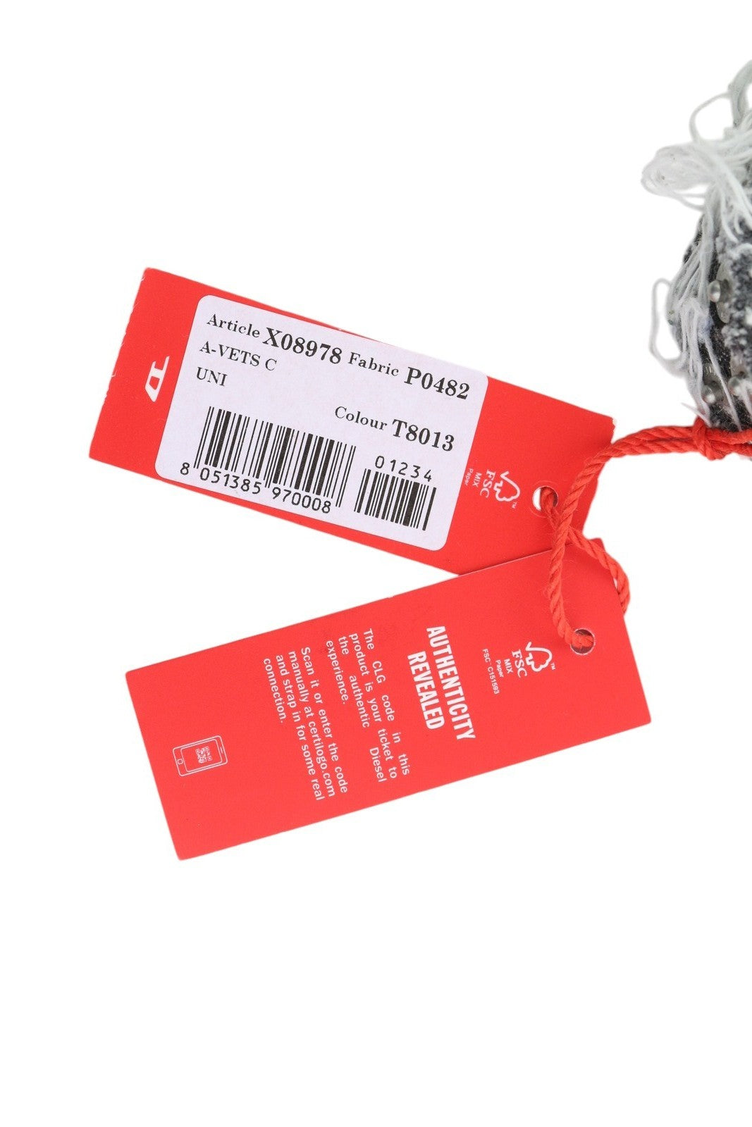 DIESEL A-Vets C moteriška apyrankė OS juoda džinsinio audinio siūlai sidabro atspalvis RRP 90 €