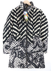 DESIGUAL Kytzia moteriškas paltas, 38 cm, raštuotas, pilkas, vieneilis, su pamušalu. 