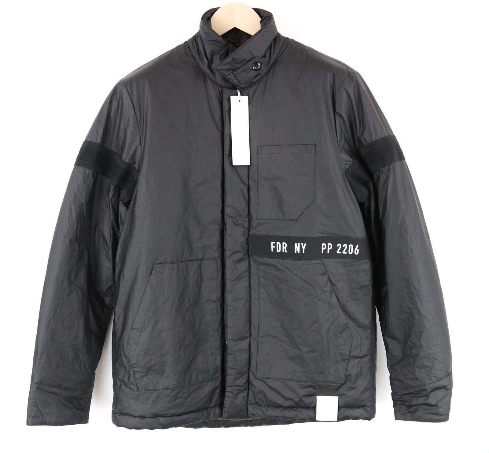 REPLAY Men's Jacket L Black Lined Zip Long Sleeve Single Breasted Logo Style