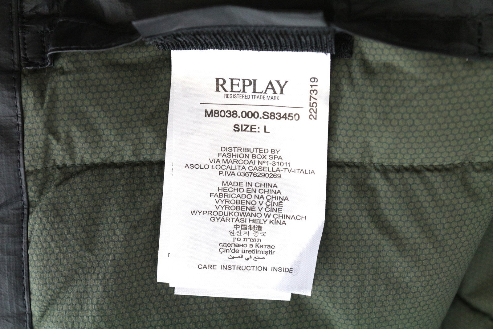 REPLAY Men's Jacket L Black Lined Zip Long Sleeve Single Breasted Logo Style